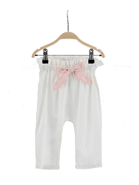 MİNİNİO Kız Bebek Ekru Şile Bezi Pantolon (6Ay-4Yaş) - S000326139-19965