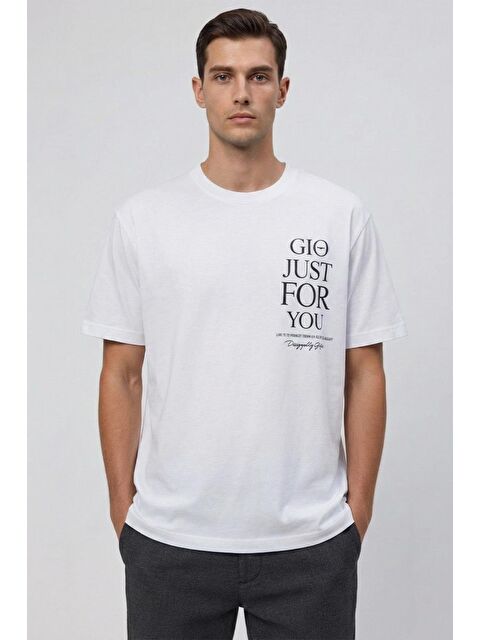 Sabri Özel Giotelli Beyaz Standart Fit %100 Pamuklu Bisiklet Yaka Tişört - S000525414-20063