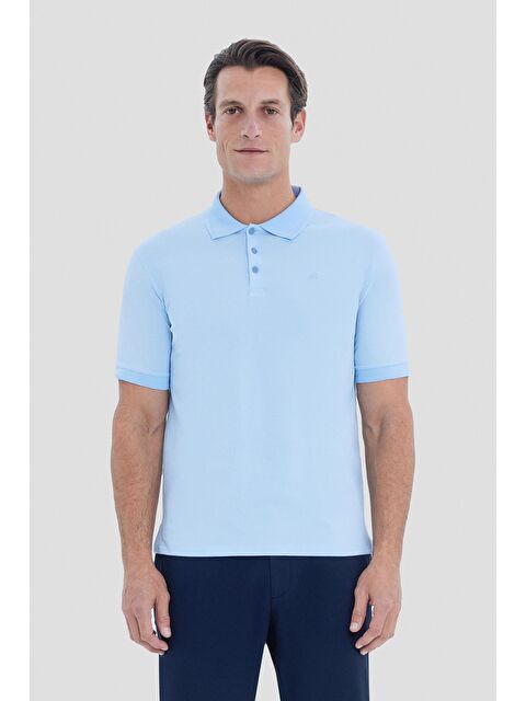 Sabri Özel Mavi Regular Fit Basic Polo Yaka Tişört