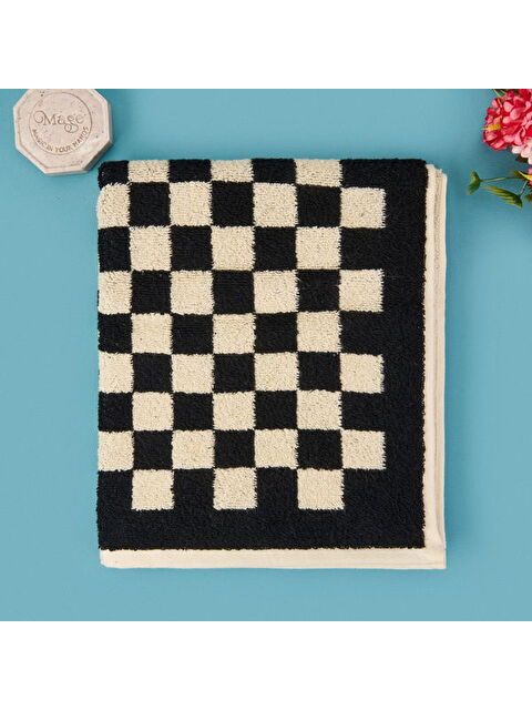 Evidea Soft Elena Yüz Havlusu - Ekru / Siyah - 50x90 cm - S000391170-5406