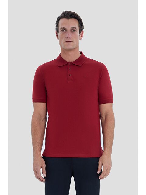 Sabri Özel Bordo Regular Fit Basic Polo Yaka Tişört