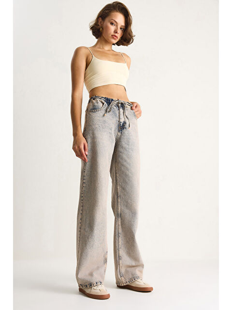 SHADE Kadın Belden İp Bağlamalı Denim Pantolon - S000442437-20600