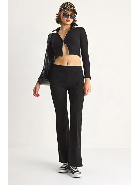 SHADE Kadın Fitilli Örme Kumaş Çift Fermuar Detaylı Balıkçı Yaka Alt-Üst Takım - S000442416-19351