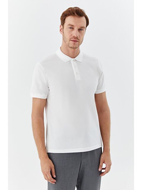 Sabri Özel Ekru Regular Fit %100 Pamuklu Polo Yaka Tişört