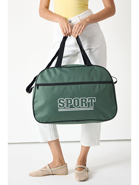 TONNY BLACK Kadın Yeşil Büyük Boy Önü Fermuarlı Baskılı Spor ve Seyahat Omuz Çantası - S000495907-18194