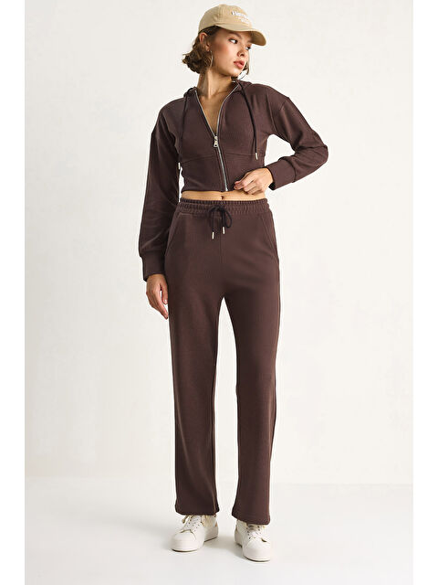 SHADE Kadın Fitilli Örme Kumaş Rahat Kalıp Kapüşonlu Fermuarlı Alt-Üst Takım - S000443344-19413