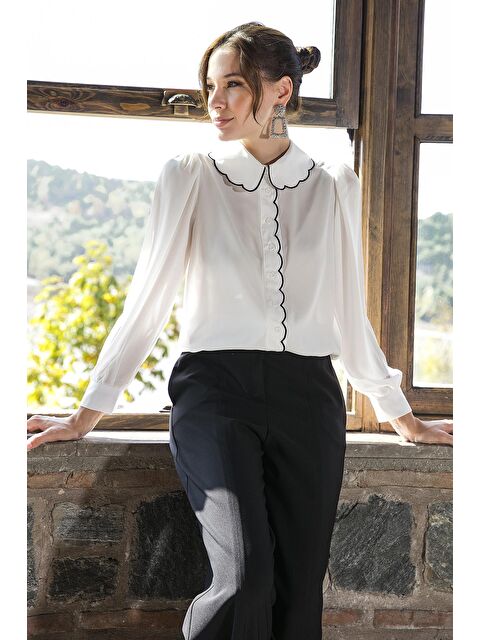 Lela Yaka Detaylı Regular Fit Şifon Gömlek 61114410 - S000064220-19965