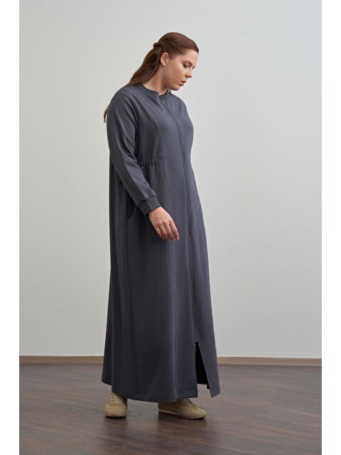 ALLDAY Antrasit-Pamuklu Fermuarlı Uzun Ferace - S000500743-29666