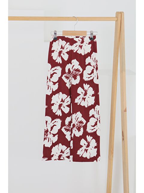 Tofisa Kız Çocuk Bordo Desenli Pantolon - 27305 - S000426017-19951