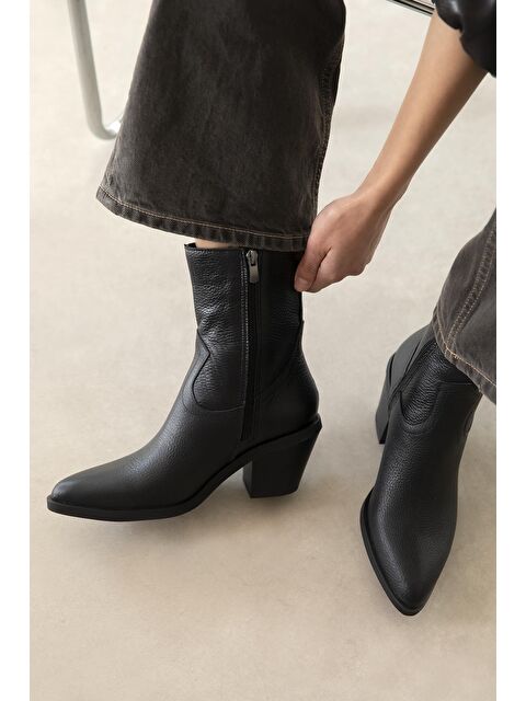 Straswans Cameron Kadın  Hakiki  Deri  Topuklu   Bot Siyah - S000512892-19351