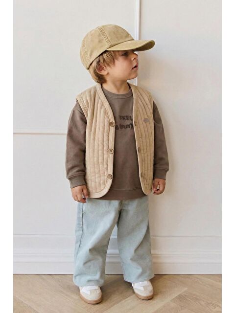 CİGİT Kapitone Yelek 0-6 Yaş Bej