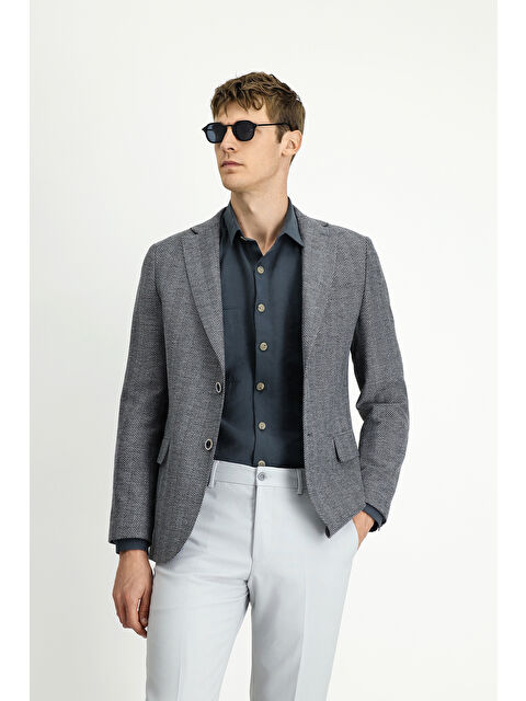 Kiğılı Regular Fit Yünlü Desenli Ceket