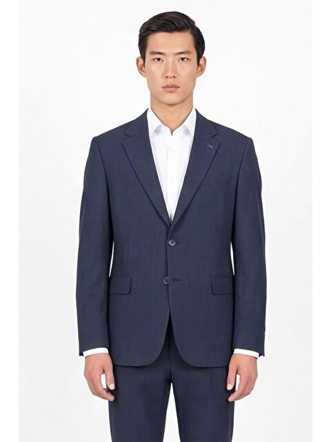 Sabri Özel Giotelli Erkek Lacivert Dar Kesim Slim Fit Viskon Dokuma Normal Bel 6 Drop Takım Elbise