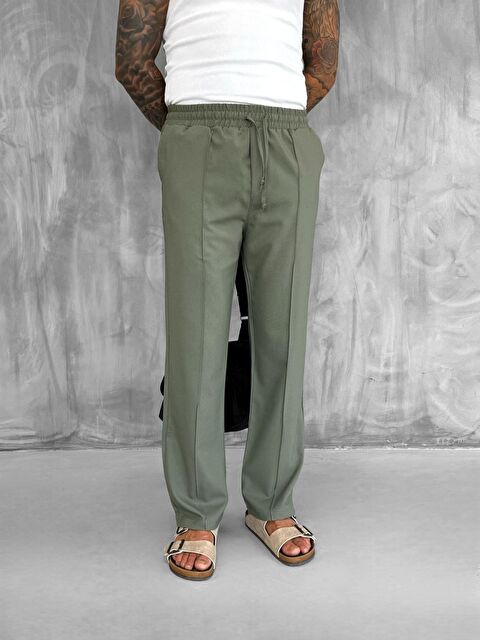 Abluka Online Erkek Beli Lastikli Baggy Pantolon Haki - S000109382-18547