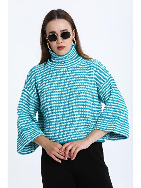 Rodi Kadın Degaje Yaka Çizgili Triko Bluz 014 - S000294140-20055