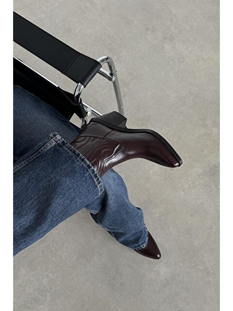 Straswans Hadley Kadın Kırışık Deri Topuklu Bot Bordo - S000512903-19951