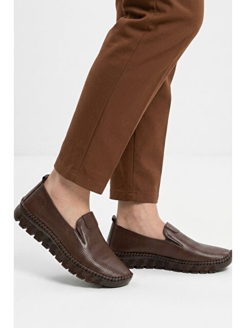 Ayakmod Premium Kahve Hakiki Deri Kadın Casual Ayakkabı 44410 Z