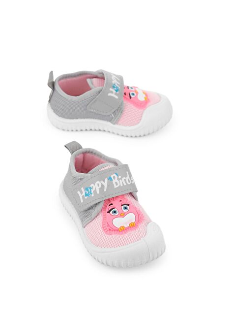 Gezer Yazlık Keten Kız Bebe Happy Birds Cırtlı Ayarlanabilir Ayakkabı