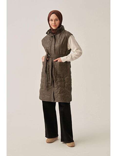 ALLDAY Haki-Kuşaklı Kapitone Yelek - S000500742-18547
