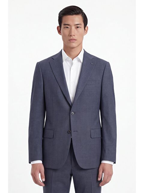 Sabri Özel Giotelli Erkek Antrasit Dar Kesim Slim Fit Yünlü Dokuma Normal Bel 4 Drop Takım Elbise