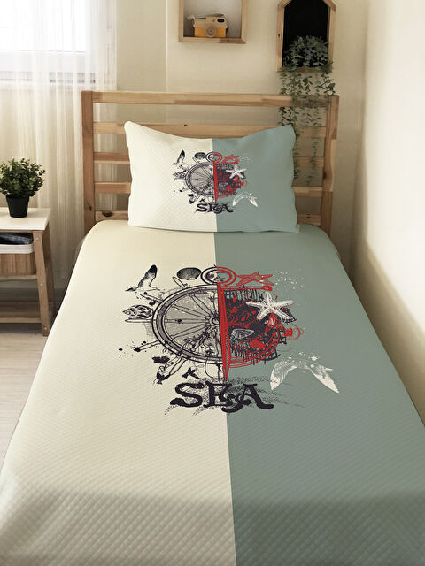 Evmila Pusula Desenli Çocuk Pike Takımı - 160x220 Cm Pike 50x70 Cm Yastık Kılıfı - S000492197-23173