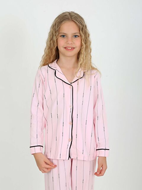 Vitmo Kız Çocuk Uzun Kollu Düğmeli, Pijama Takımı Stay Focused Pembe - S000327770-20024