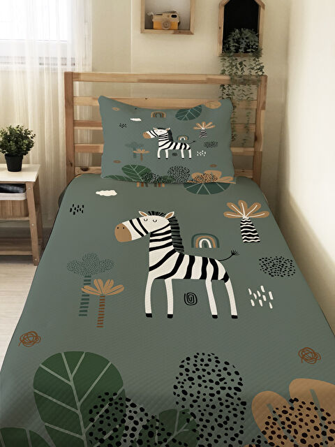 Evmila Zebra  Desenli Çocuk Pike Takımı - 160x220 Cm Pike 50x70 Cm Yastık Kılıfı - S000492201-23173