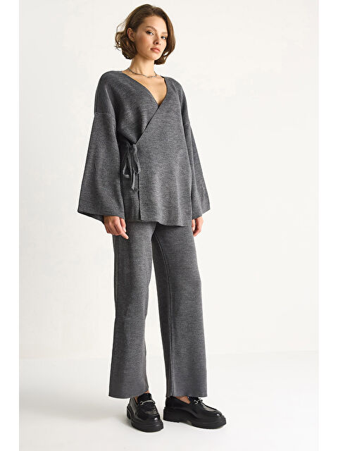 SHADE Kadın Kruvaze Triko Bluz & Yüksek Bel Pantolon Takım N - S000443377-29666