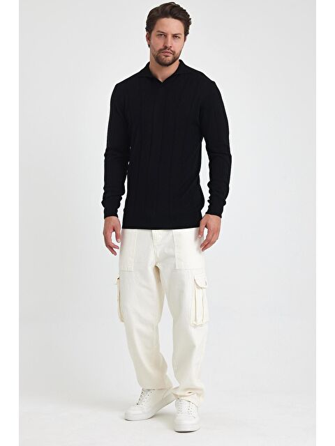 Tarz Cool Erkek Çizgili Uzun Kol Polo Yaka Triko Kazak - S000250026-19351