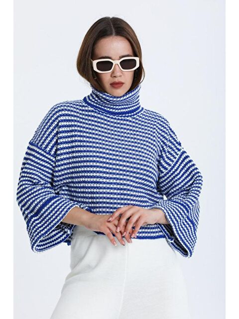 Rodi Kadın Degaje Yaka Çizgili Triko Bluz 014 - S000294140-17234