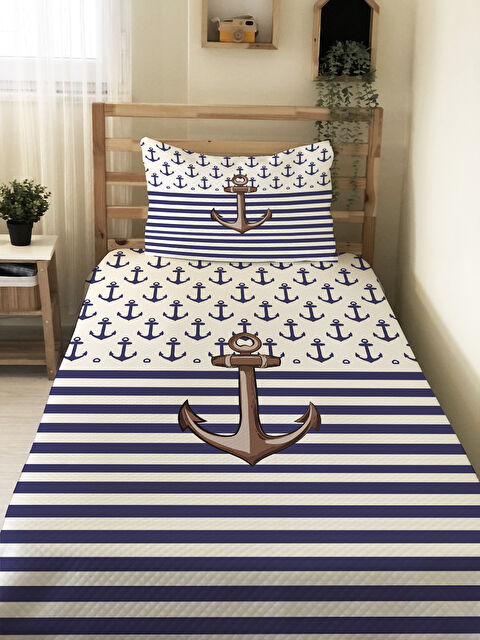 Evmila Çapa Desenli Çocuk Pike Takımı - 160x220 Cm Pike 50x70 Cm Yastık Kılıfı - S000492217-23173