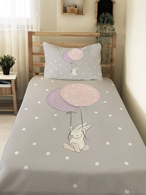 Evmila Tavşan Desenli Çocuk Pike Takımı - 160x220 Cm Pike 50x70 Cm Yastık Kılıfı - S000492215-23173