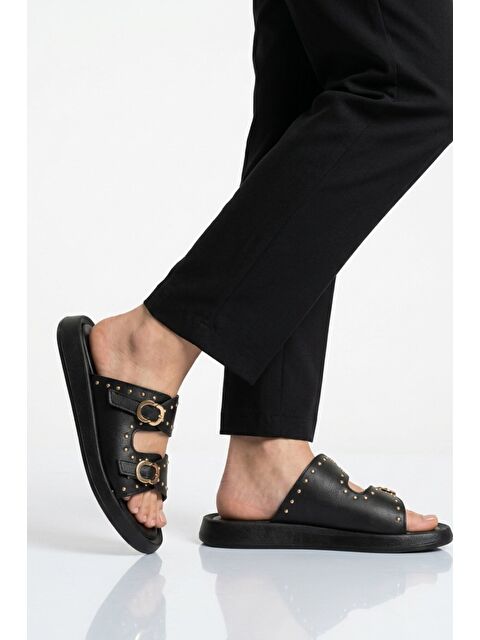 Ayakmod Siyah Kadın Yumuşak Tabanlı Hafif Terlik 513088 Z