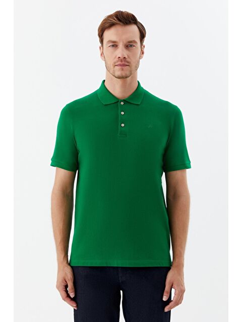 Sabri Özel Yeşil Regular Fit %100 Pamuklu Polo Yaka Tişört