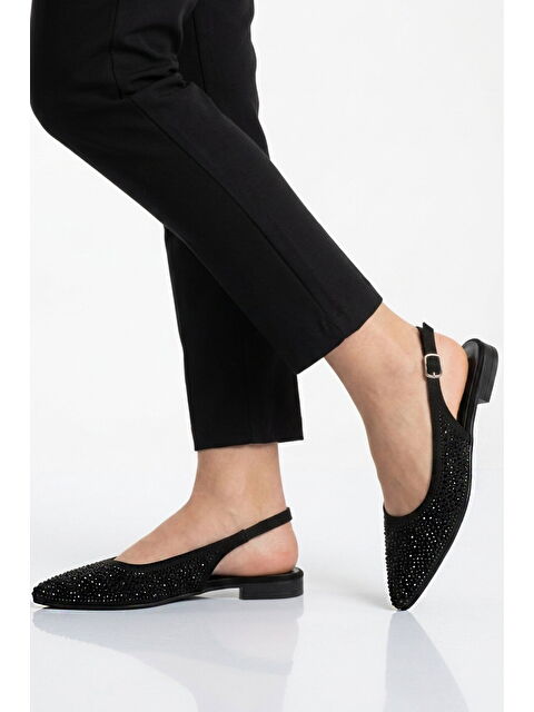 Ayakmod Siyah Taş İşlemeli Kadın Abiye Ayakkabı 354230 Z