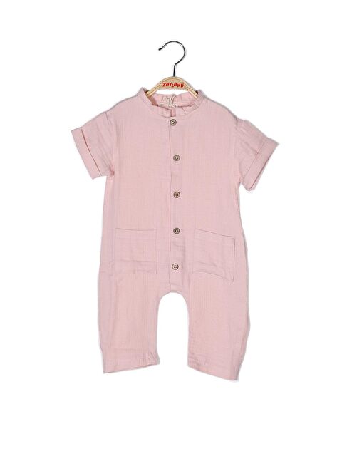 MİNİNİO Unisex Bebek Cepli Müslin Tulum - S000325859-20024