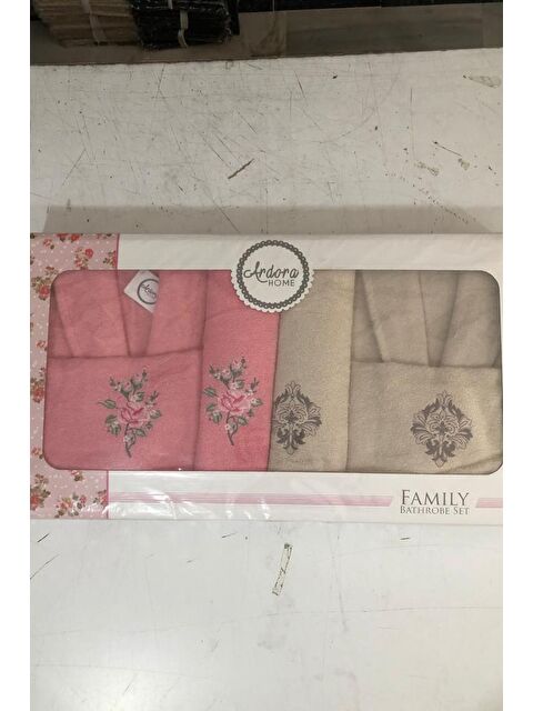 Çeyiz Diyarı Ardora Bukle Aile Bornoz Takımı Nar Çiçeği Kahve - S000502301-23173