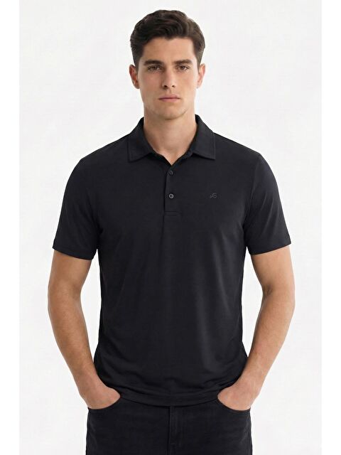 Sabri Özel Siyah Slim Fit Polo Yaka Erkek T-Shirt