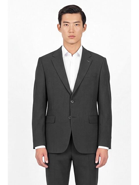 Sabri Özel Giotelli Erkek Füme Dar Kesim Slim Fit Viskon Dokuma Normal Bel 6 Drop Takım Elbise