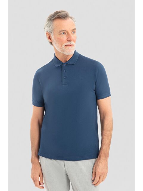 Sabri Özel İndigo Regular Fit %100 Pamuklu Polo Yaka Tişört