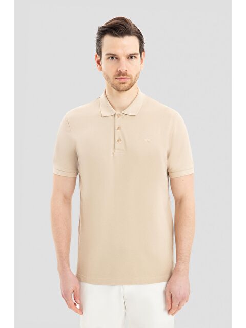 Sabri Özel Kum Bej Regular Fit %100 Pamuklu Polo Yaka Tişört