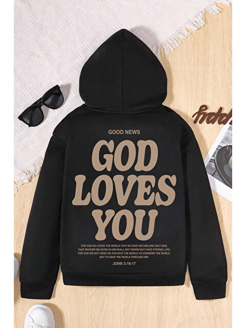 uyguntarz God Loves You Baskılı Erkek - Kız Çocuk Rahat Kalıp Sweatshirt - S000274254-19351