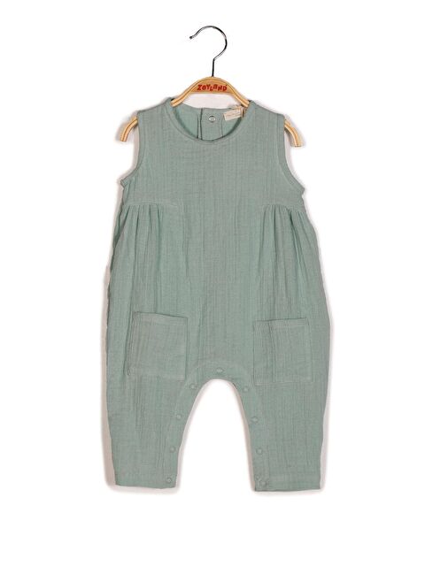 MİNİNİO Unisex Bebek Cepli Kolsuz Müslin Tulum - S000325862-1180