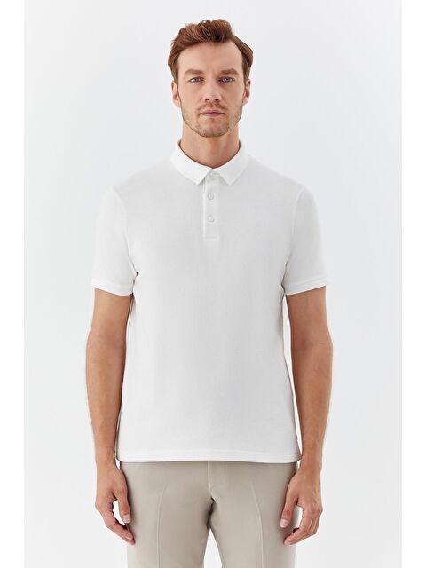 Sabri Özel Ekru Düğmeli Polo Yaka Regular Fit Erkek T-Shirt - S000525461-19965