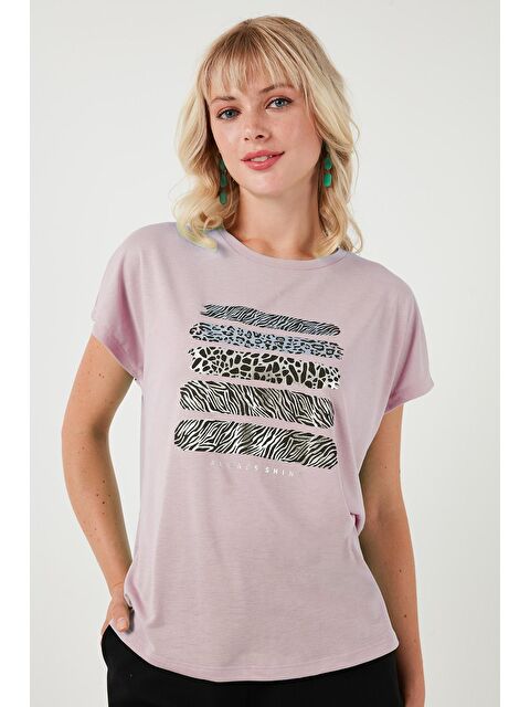 Lela Baskılı Bisiklet Yaka Regular Fit T Shirt - S000209727-23490