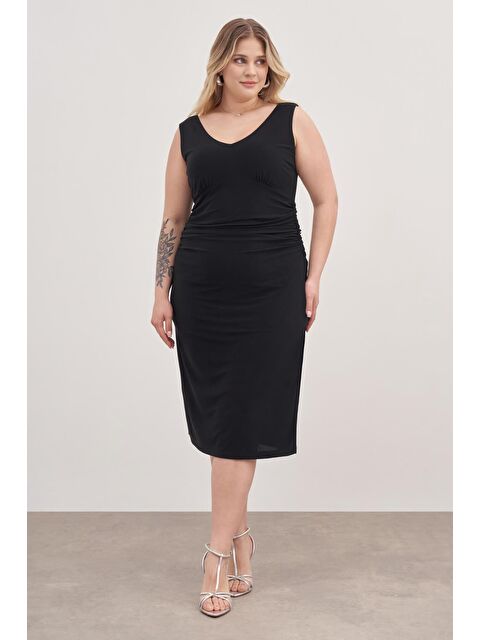 Mylinemoda Drape Detaylı Midi Elbise - S000329252-19351