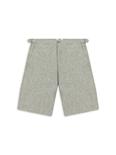 Kiğılı Relaxed Fit Rahat Kesim Tokalı Keten Bermuda Şort