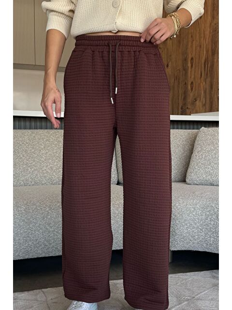 Gülseli Desenli Bel Lastikli Kadın Palazzo Pantolon - S000448672-19413