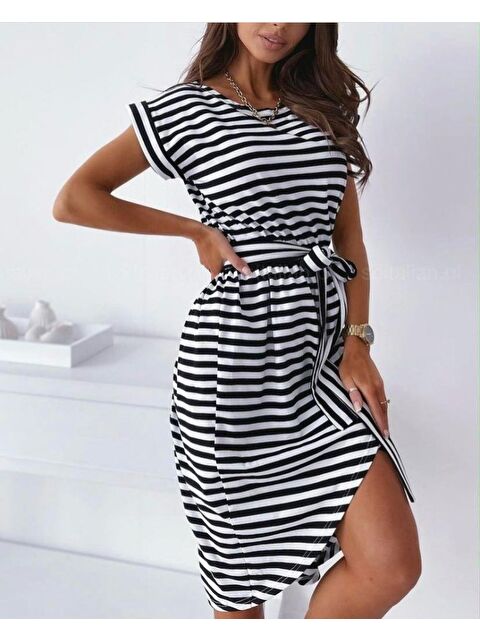 Jane's Kadın Kuşaklı Turlu Viskon Kumaş Elbise - S000528195-19351