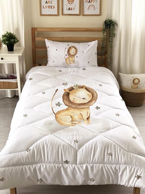 Evmila Aslan Desenli Kapitone Yorgan,Dekoratif Yatak Örtüsü - Çift Taraf Baskılı - S000054104-19413